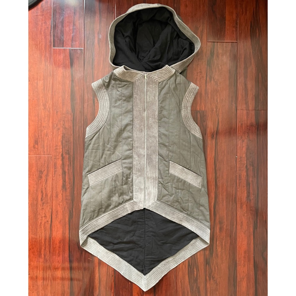 Haroun Mosqueda Hooded Vest 2000s Mens Large Gray Avant Garde NYFW Archive RARE